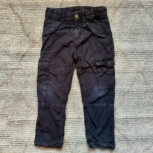 H&M jersey lined cargo pants black toddler sz 3/4 100% cotton